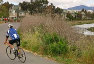 San Francisco Bay Trail biker