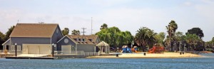 Parkside Aquatic Park, San Mateo. 1/4 mile long beach, children's playground, power boat launch