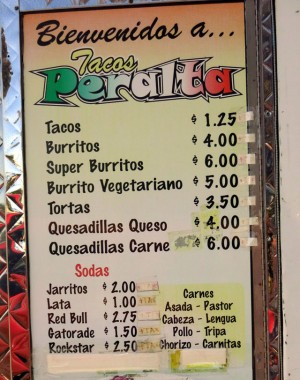 Get cheap, good, quick Mexican food from the Tacos Peralta food truck