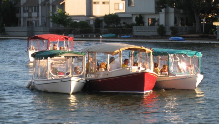 Electric boats on Foster City Lagoon.